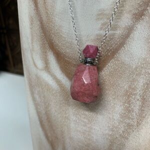 Pink Stone Pendant Necklace for Essentials Oils